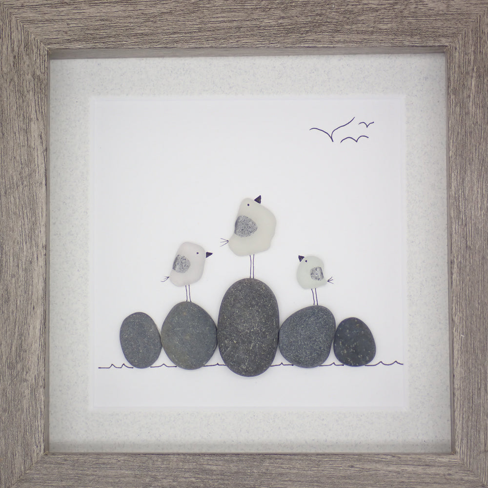 
                      
                        Three Sea Glass Seagulls on Rocks Picture 5x5
                      
                    