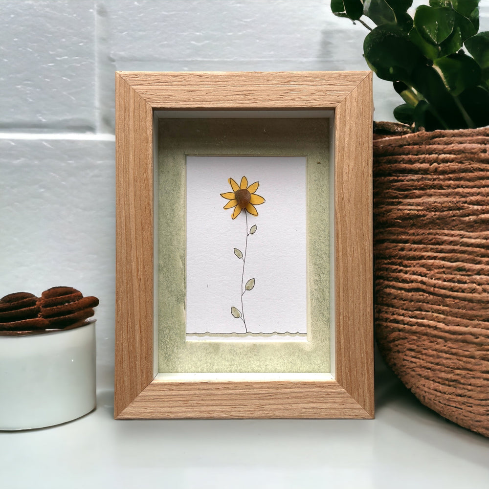 Mini Sea Glass Sunflower Picture