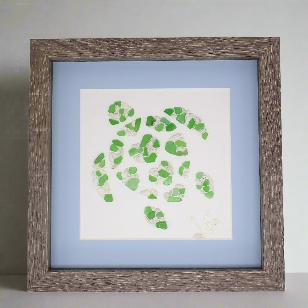 sea turtle sea glass mosaic art picture