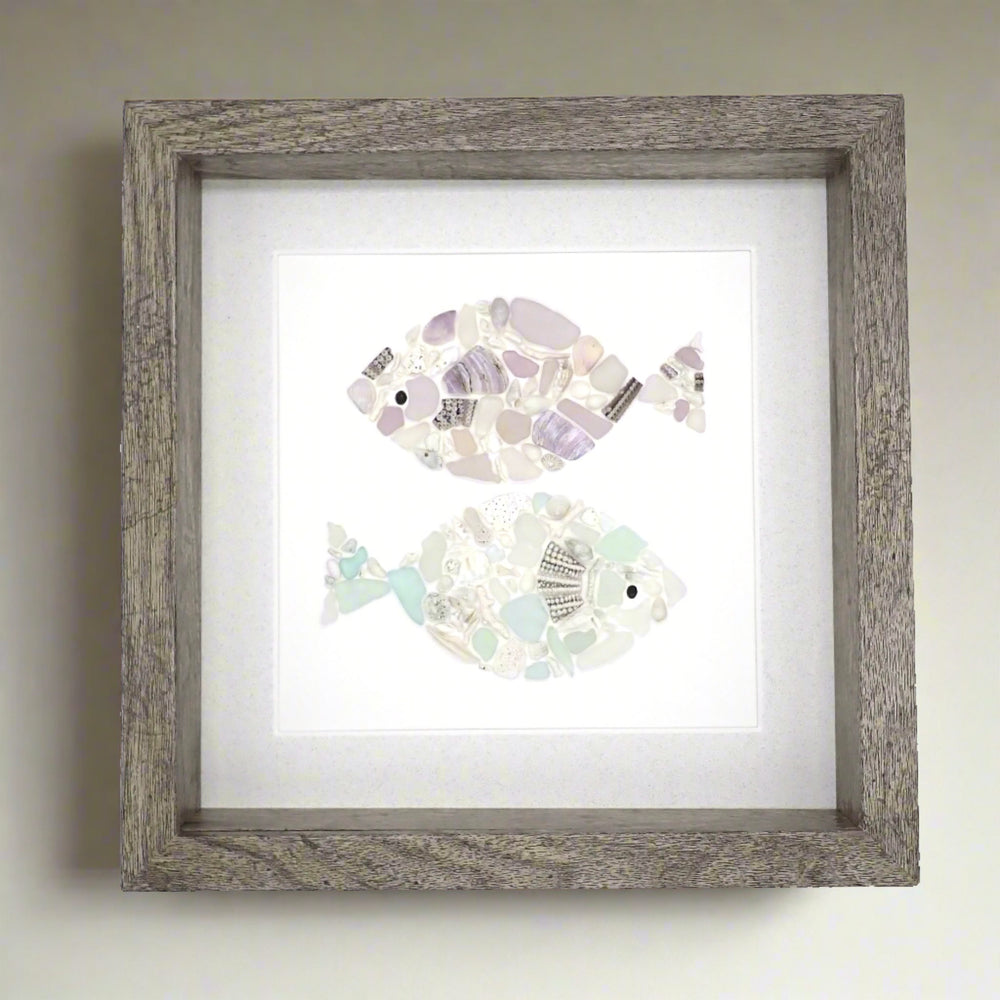 Aqua & Purple Sea Glass Fish Mosaic Picture