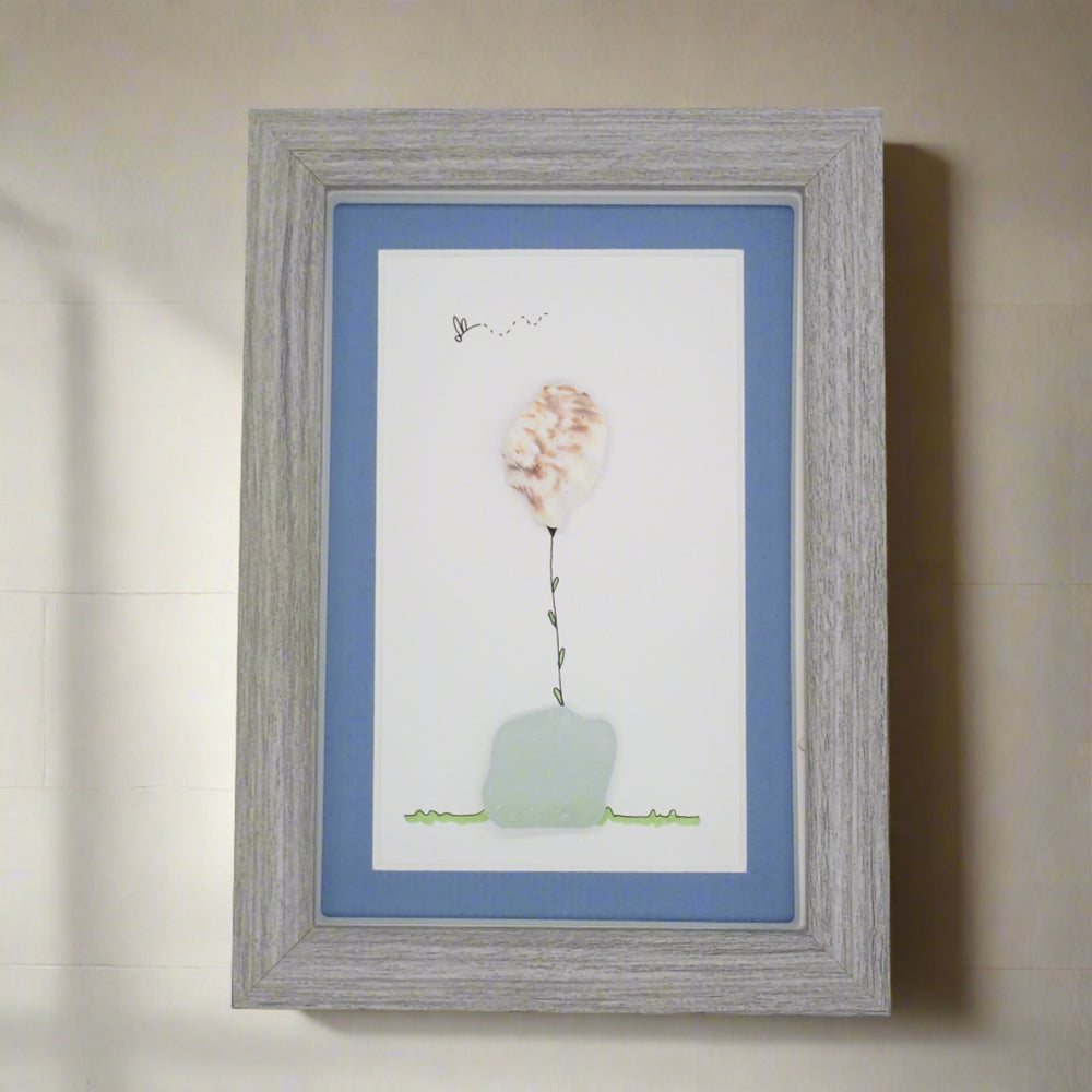 Shell Flower in a Sea Glass Vase Picture 4x6